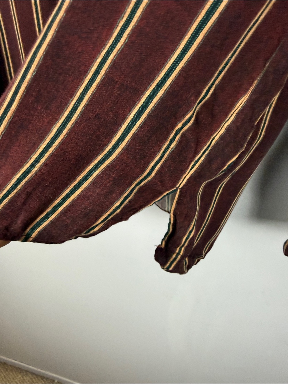 MANGO Suit Striped Button Down Blouse Burgundy Gold Green Size S / 4 - Picture 12 of 13